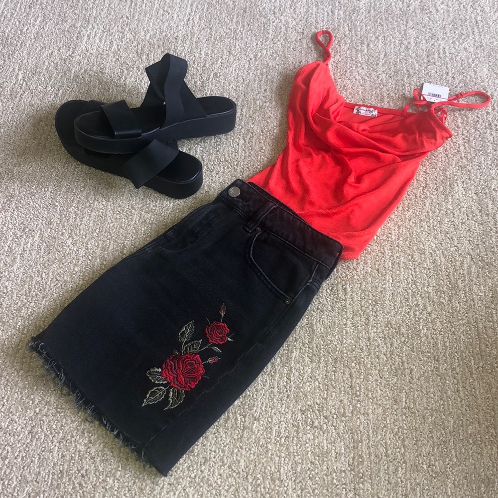 NWT Free People silky red bodysuit